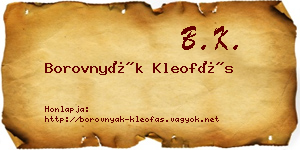 Borovnyák Kleofás névjegykártya